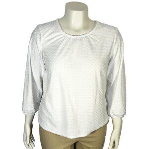 J. Crew Knit Top Blouse Womens L Boat Neck Bubble Long Sleeve Flare Hem